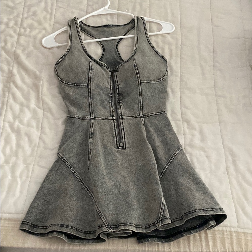 Gray Denim Sleeveless Dress
